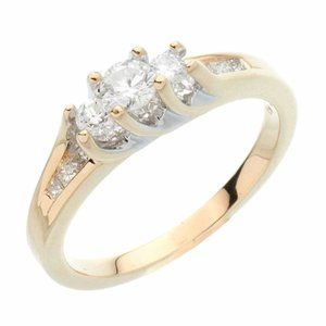 SI1/SI2 .40 CTW Diamonds Trellis Three Stone Brilliant Cut 14K Yellow Gold Size